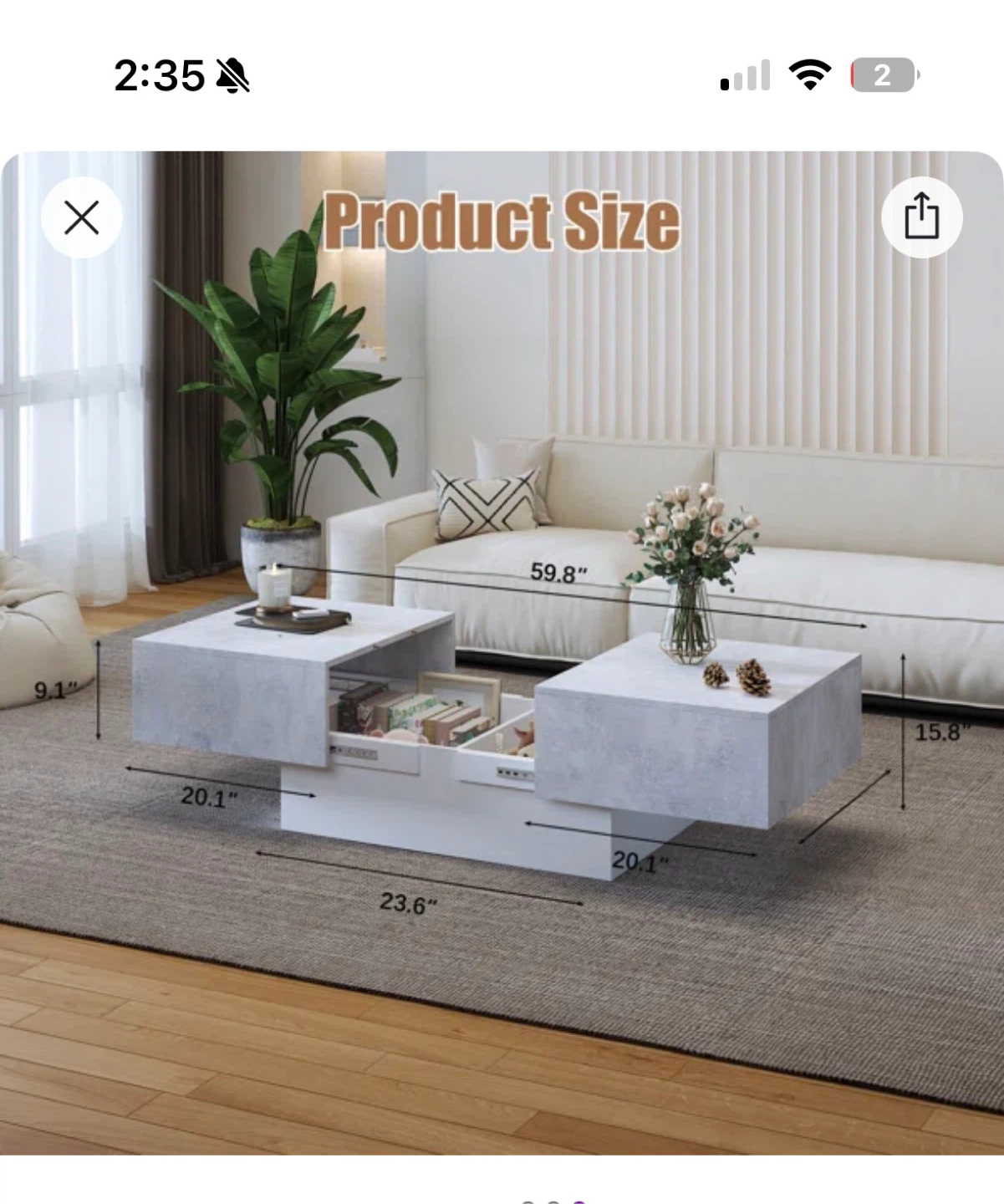 Modern Coffee Table with Double Push-Pull Design