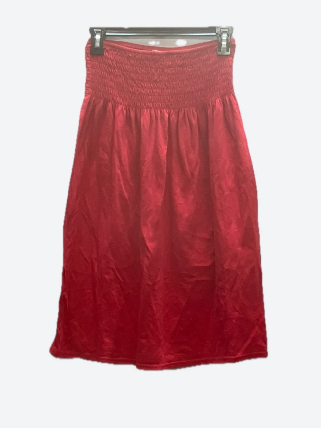 Red Smocked Strapless Dress