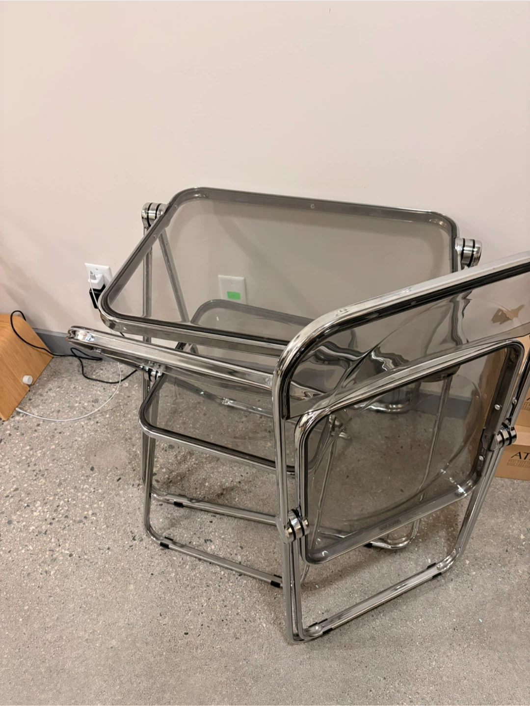Clear Acrylic and Chrome Accent Chair(2)and table