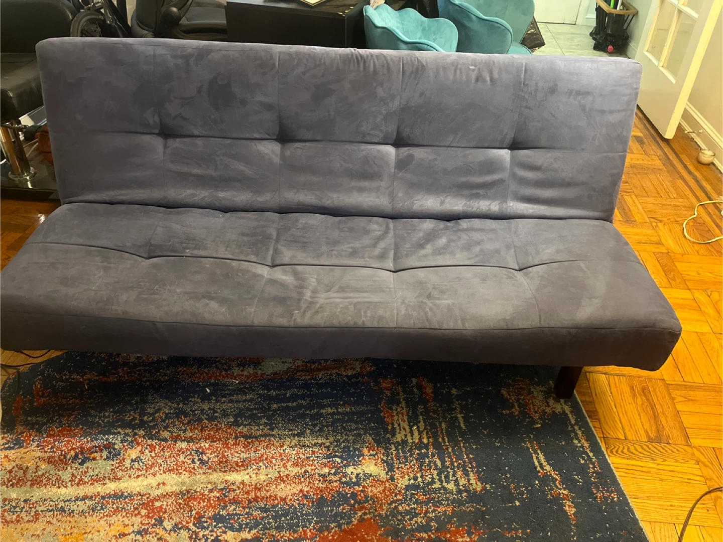 Dark Gray Tufted Futon Sofa Bed