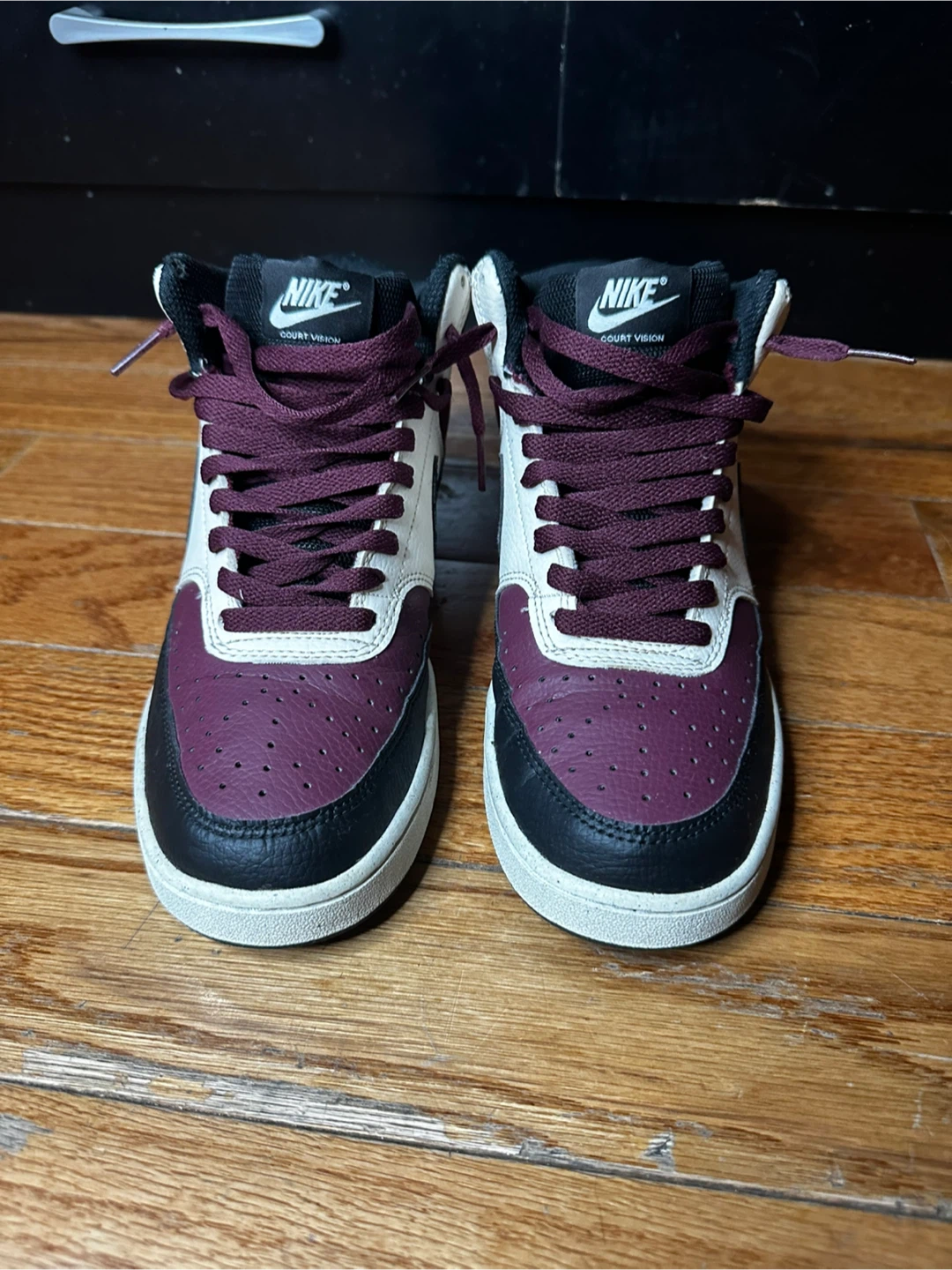 Nike Court Vision Mid Burgundy White Black Sneakers