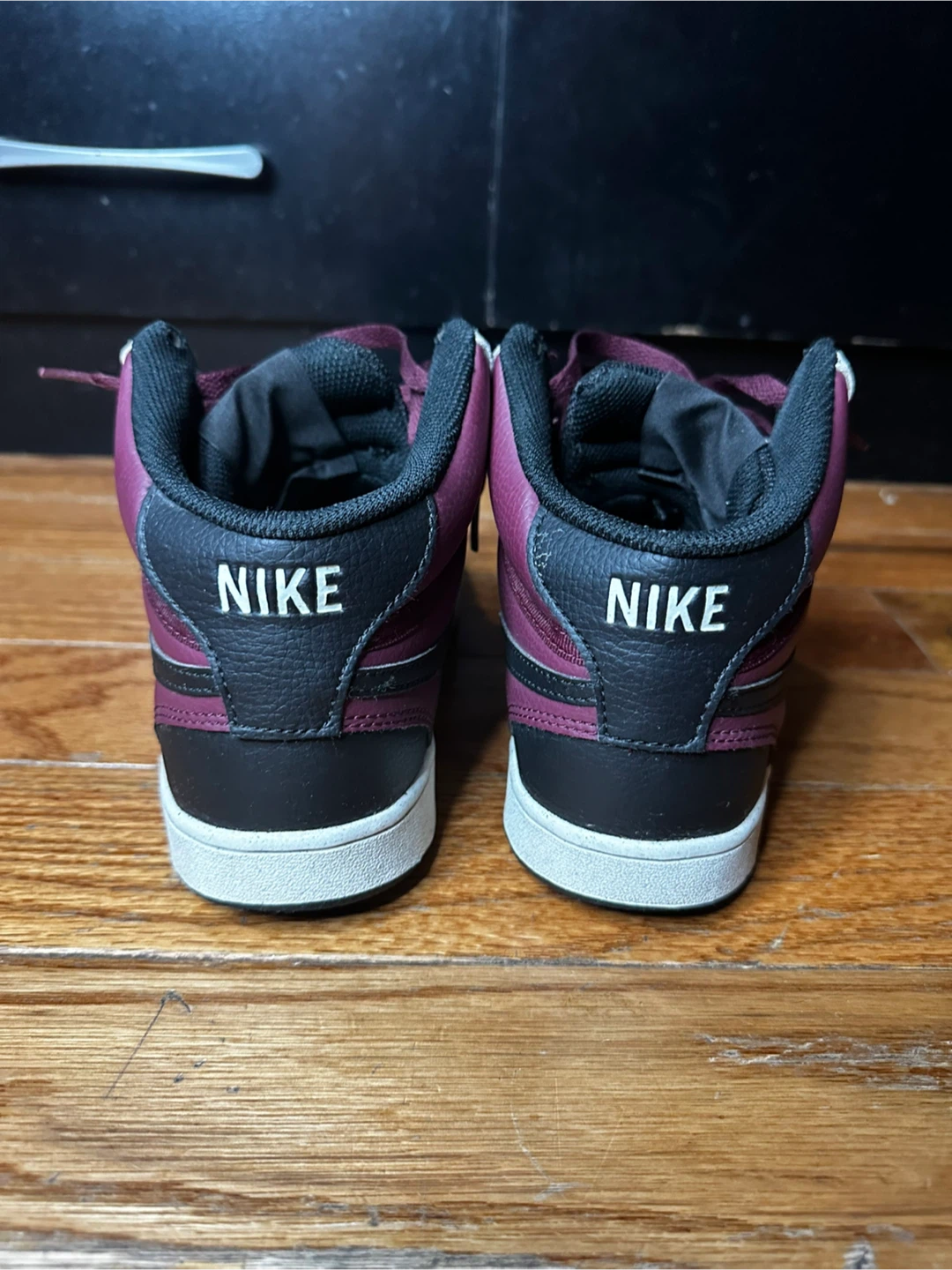 Nike Court Vision Mid Burgundy White Black Sneakers - photo 3