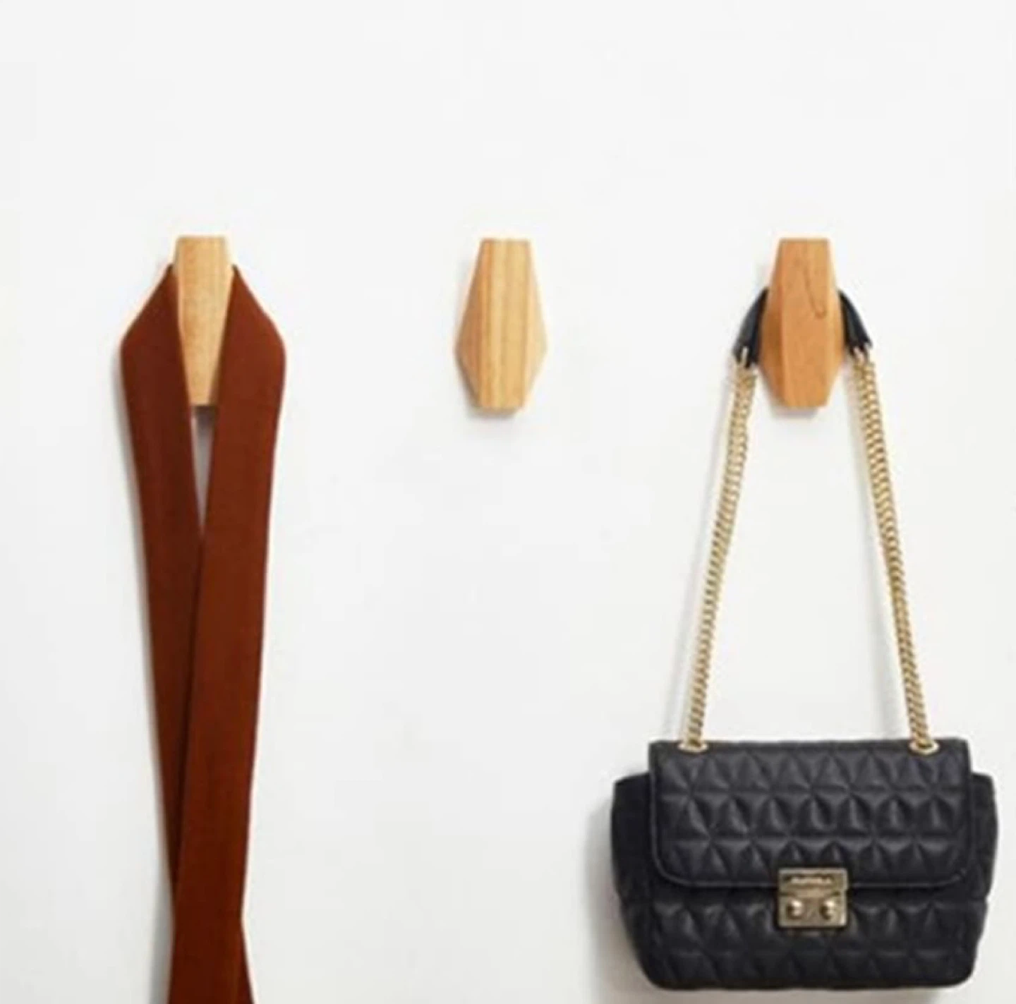 New Solid Wood Wall Hooks Set of 3