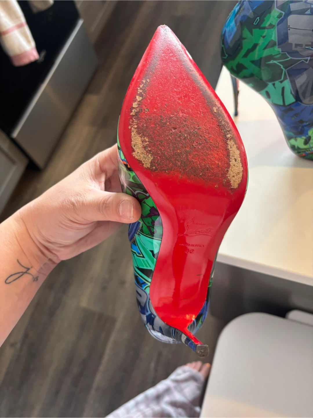 Christian Louboutin Graffiti Print Ankle Boots - Size 40 - photo 4