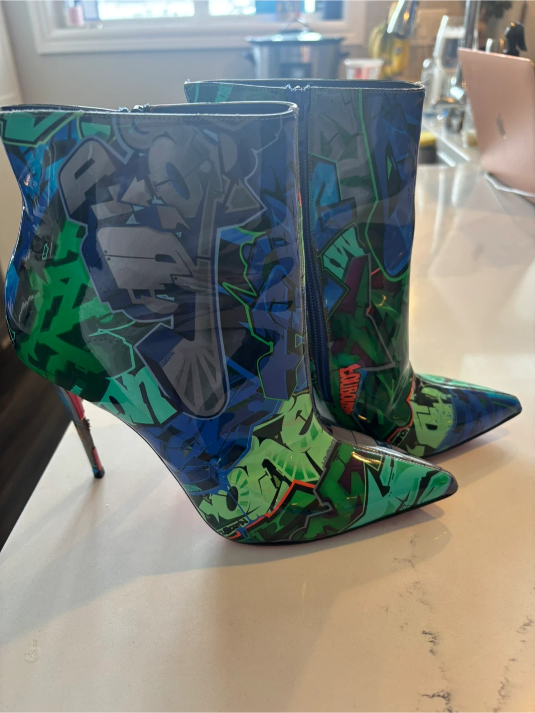Christian Louboutin Graffiti Print Ankle Boots - Size 40 - photo 5