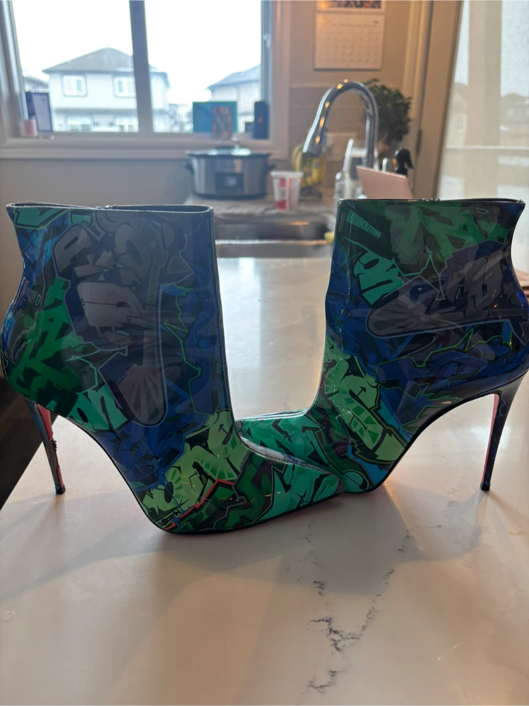 Christian Louboutin Graffiti Print Ankle Boots - Size 40 - photo 2
