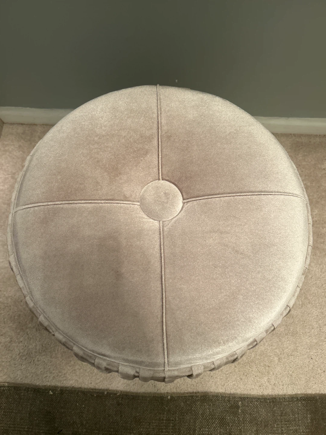 Helena KD Ottoman in Velvet  platinum color
