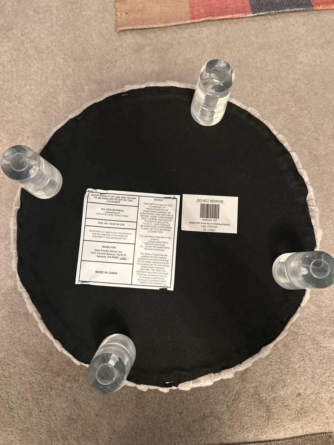 Helena KD Ottoman in Velvet  platinum color - photo 4