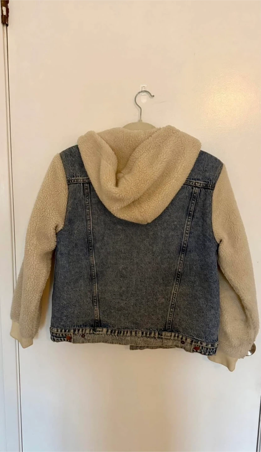 Denim Sherpa Hooded Jacket - photo 2