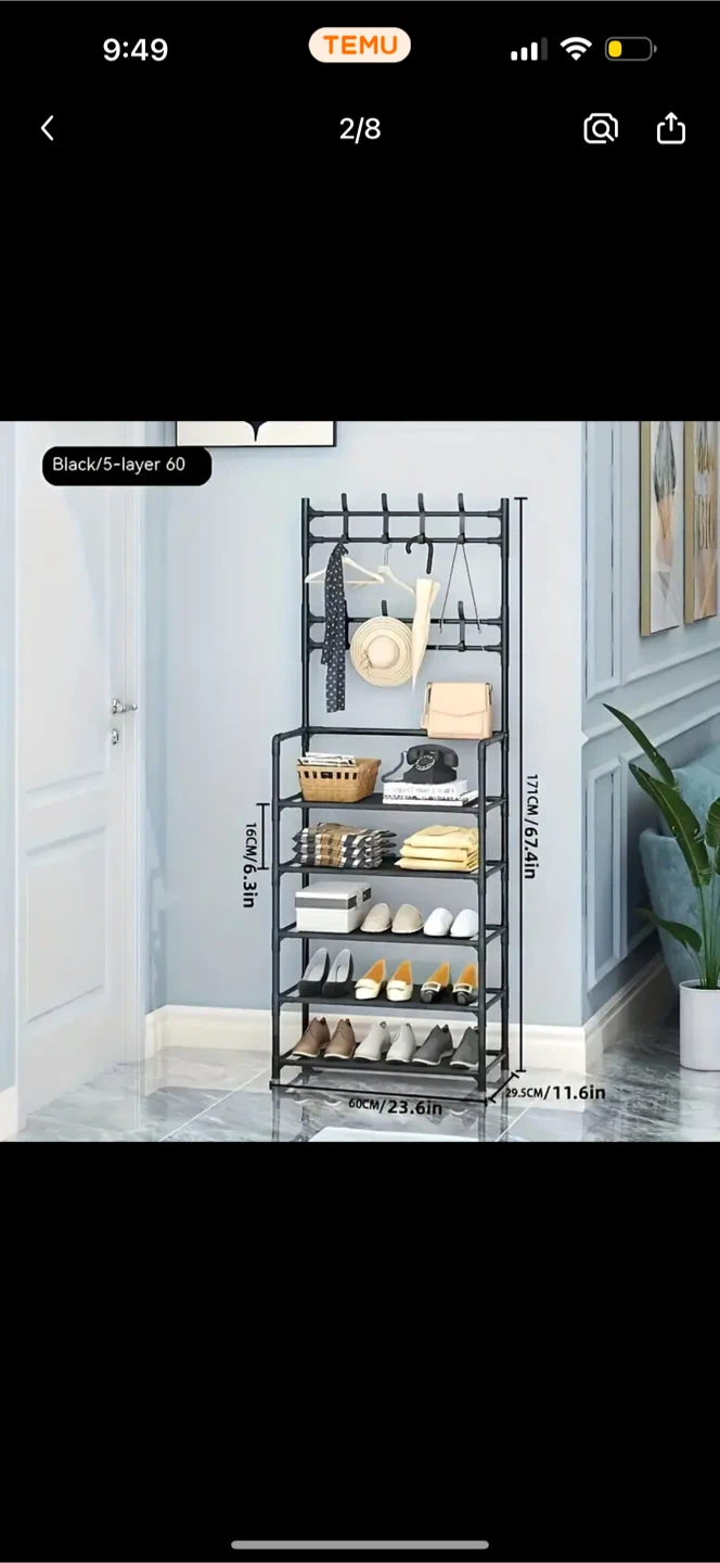 5-Layer Shoe Rack with Hanging Hooks, NEW IN BOX, WHITE - photo 3