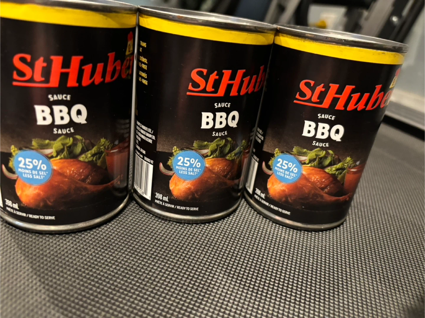 3 cans of St-Hubert BBQ Sauce