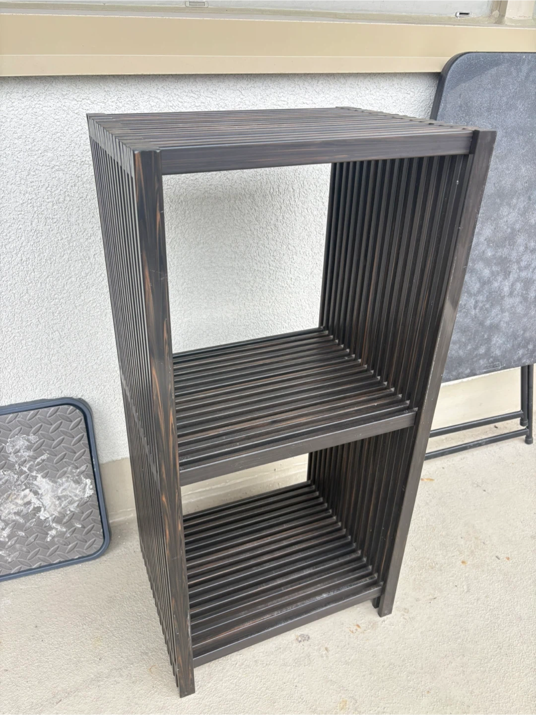 Wooden Slat Shelf Unit