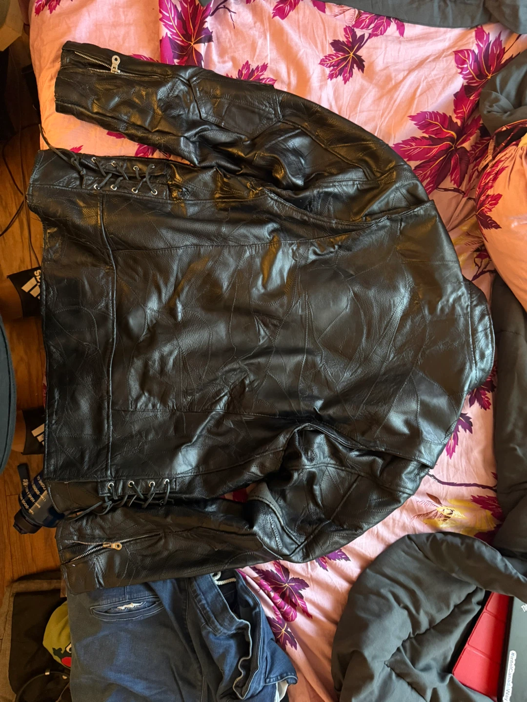 Black Leather Motorcycle Jacket - photo 2