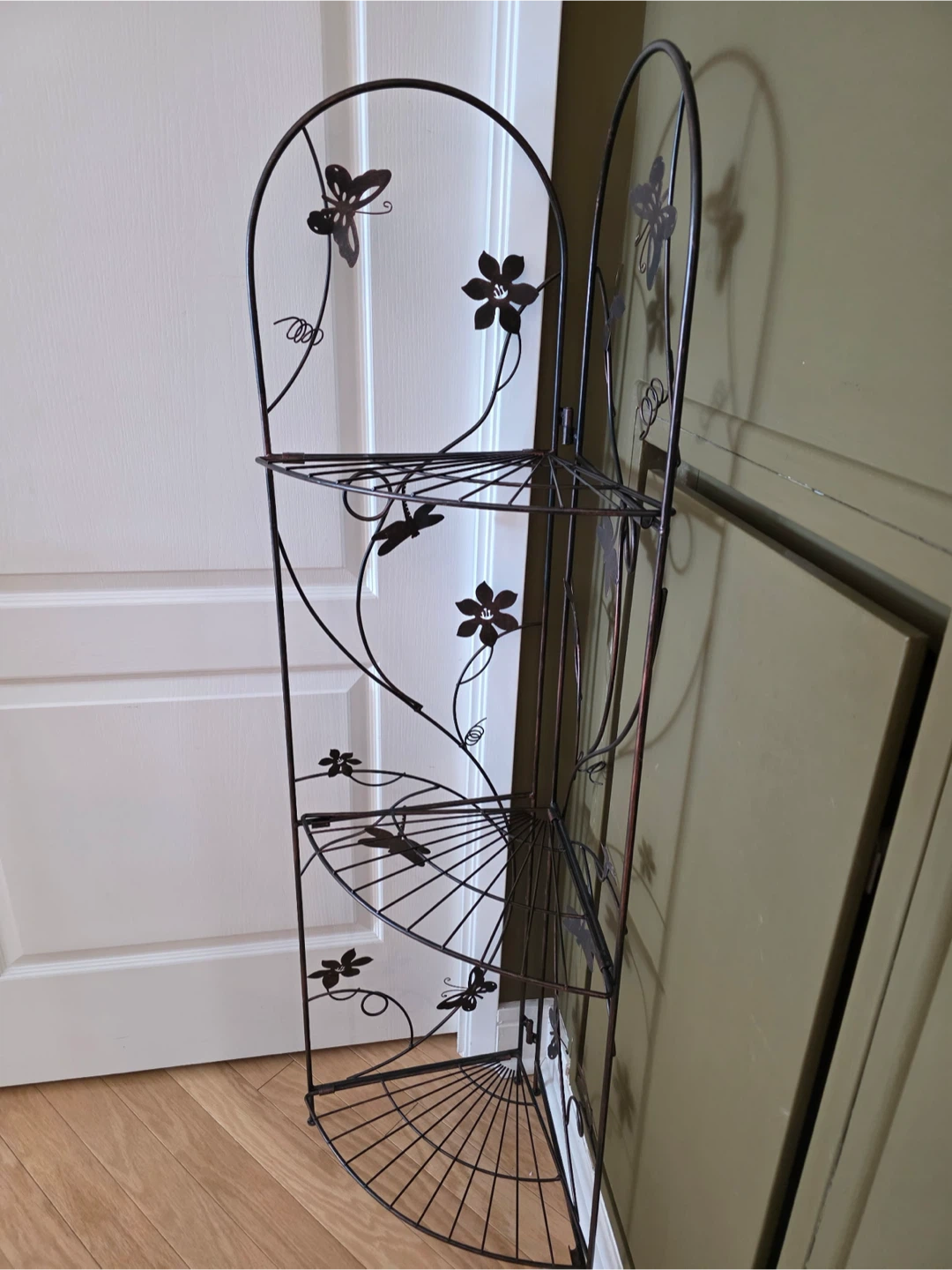 Metal Corner Shelf with Butterfly and Flower Accents - photo 2