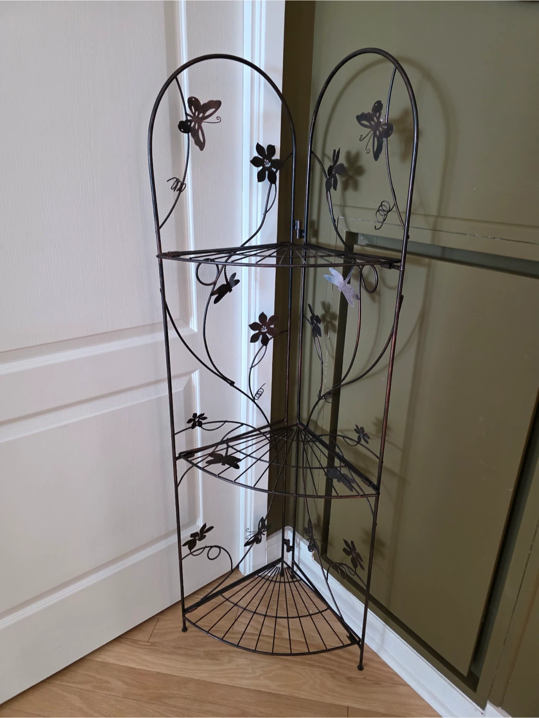 Metal Corner Shelf with Butterfly and Flower Accents - photo 4