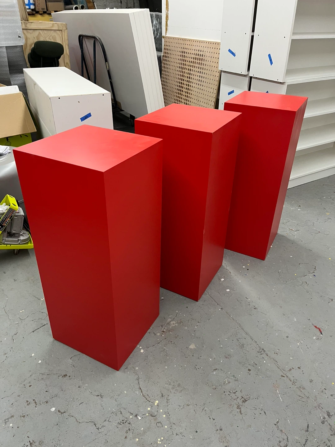 Set of 3 Red Pedestal Stands