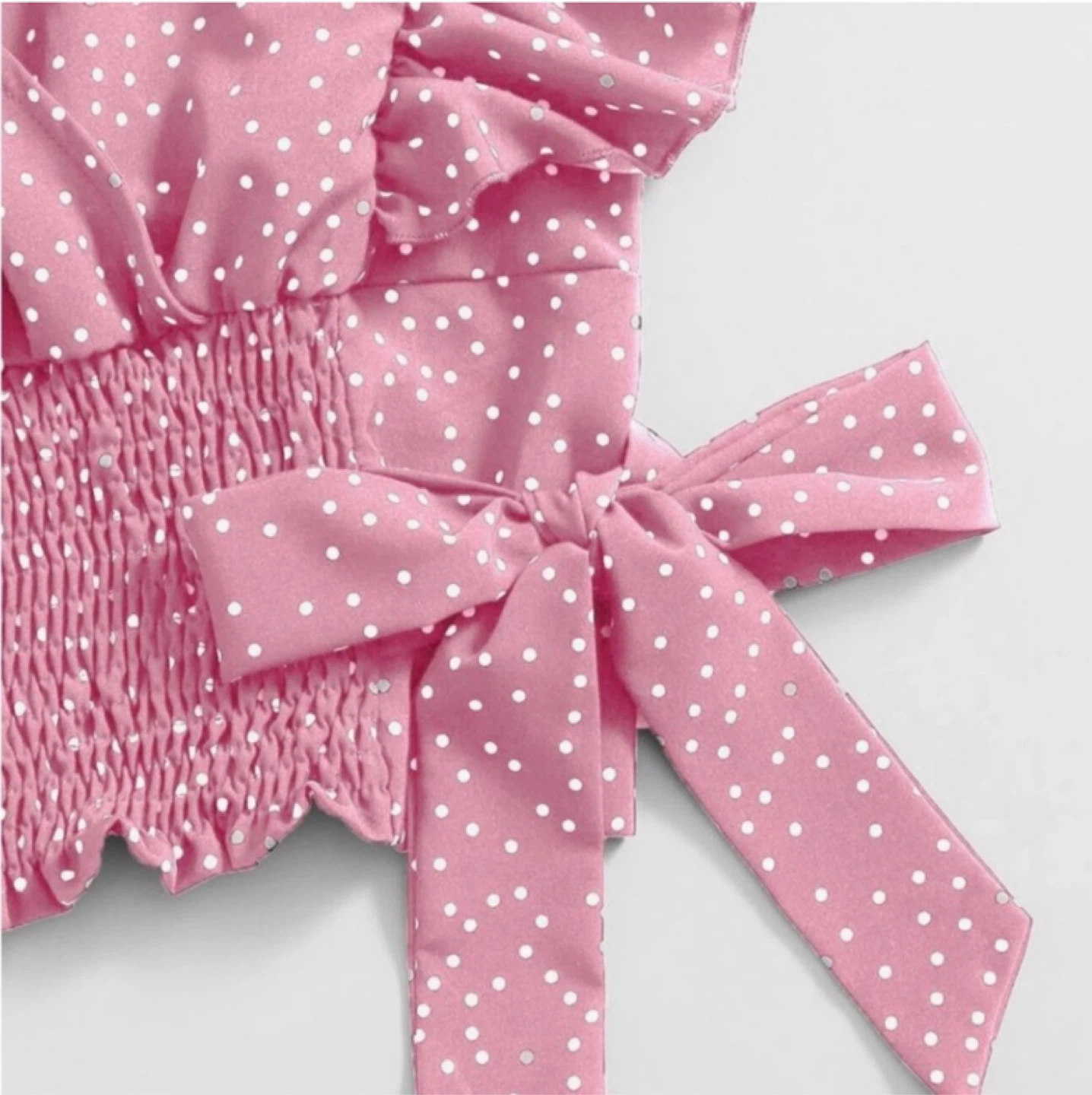 Pink Polka Dot Ruffle Shirt with bows - photo 5