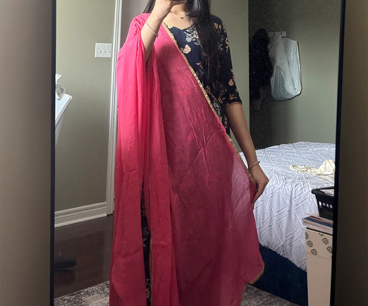 Floral Print suit with Pink Dupatta - small - photo 2