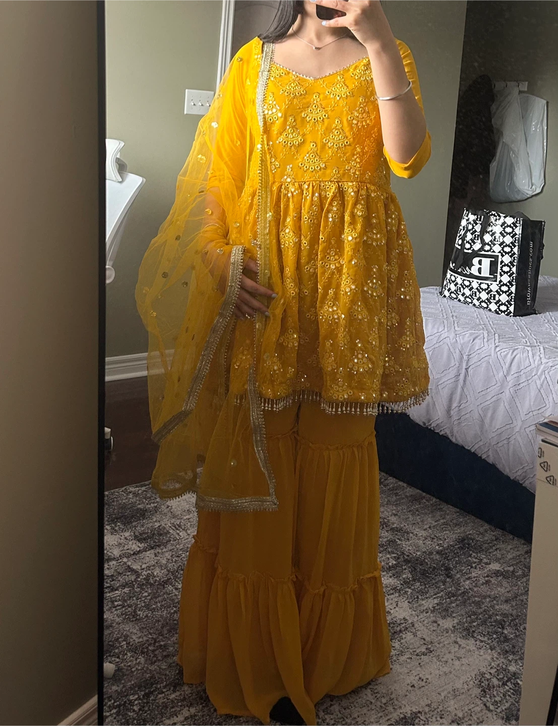 New Yellow Sharara Suit with Dupatta - medium - photo 2
