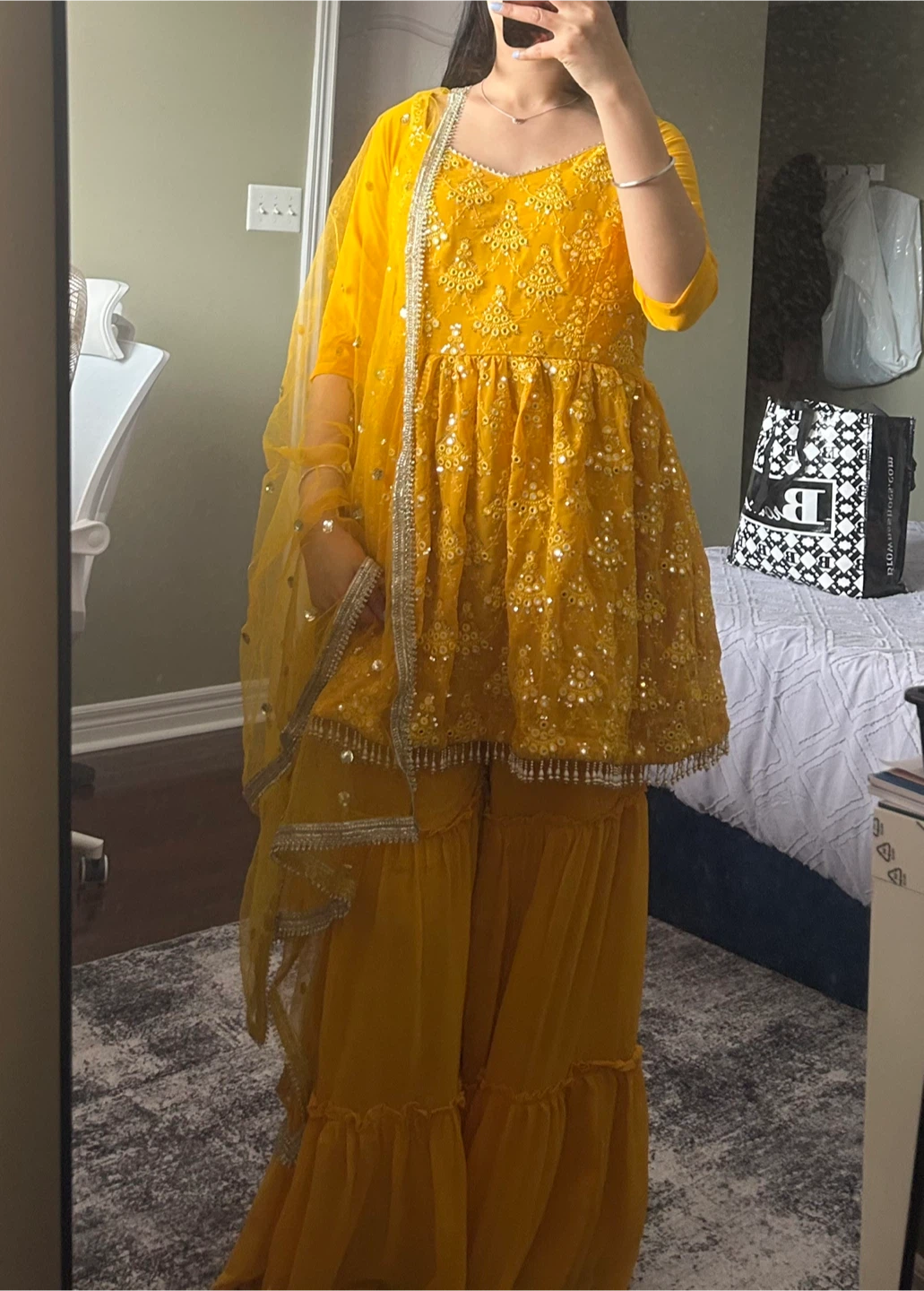 New Yellow Sharara Suit with Dupatta - medium