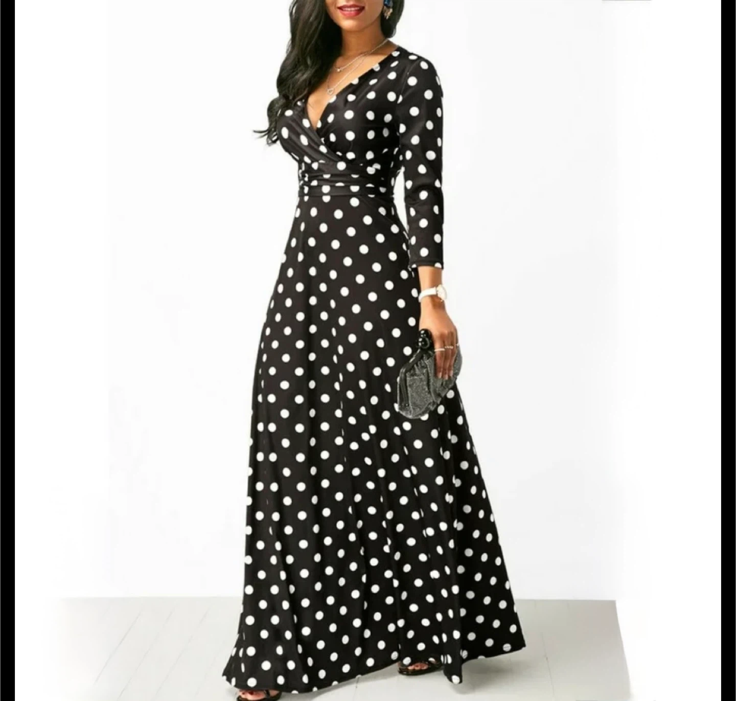 Black Polka Dot Maxi Dress🧡