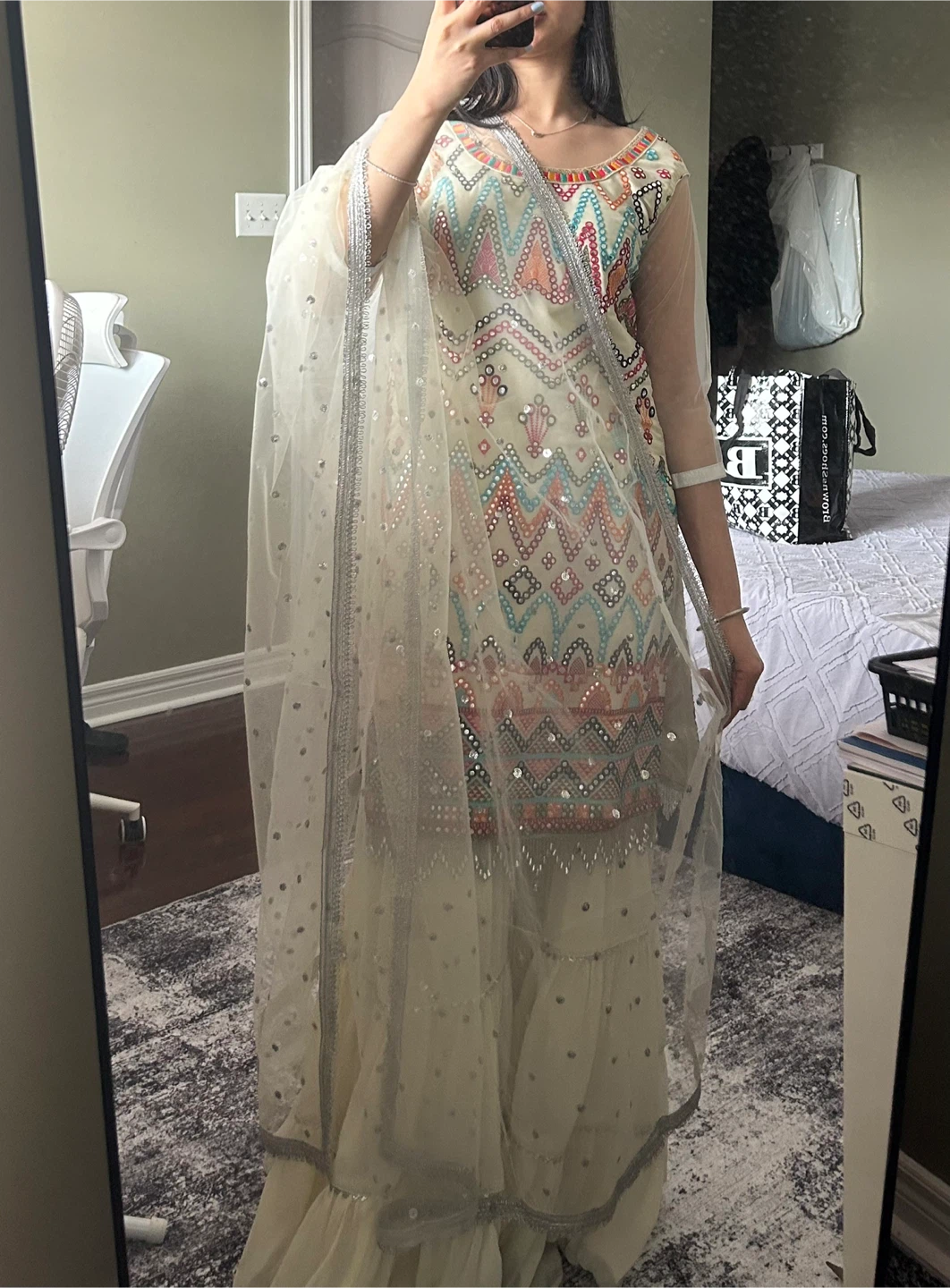 New Embroidered Sharara Suit with Dupatta - medium - photo 2