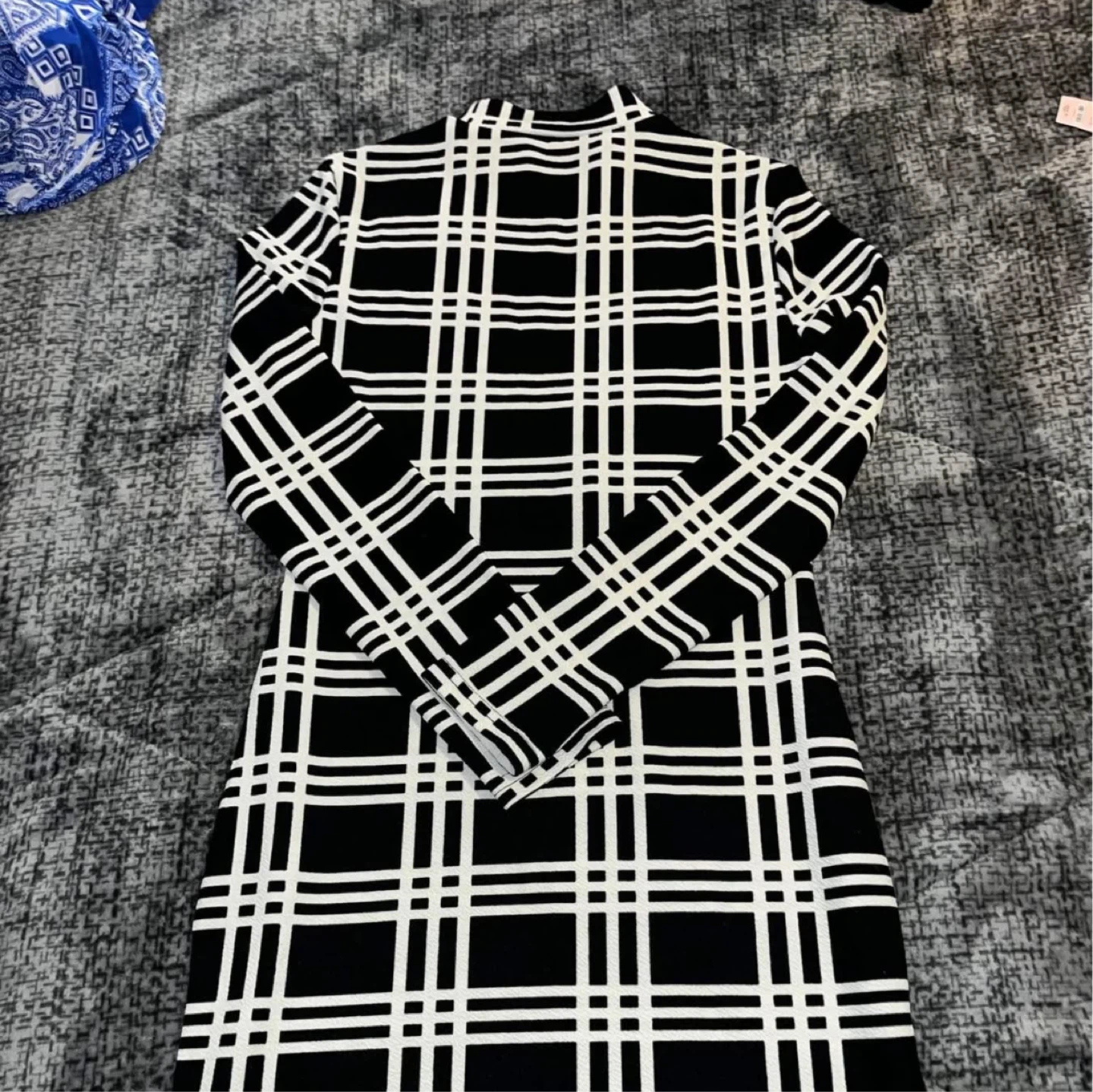 SHEIN Black and White Plaid Long Sleeve Dress Size L - photo 3