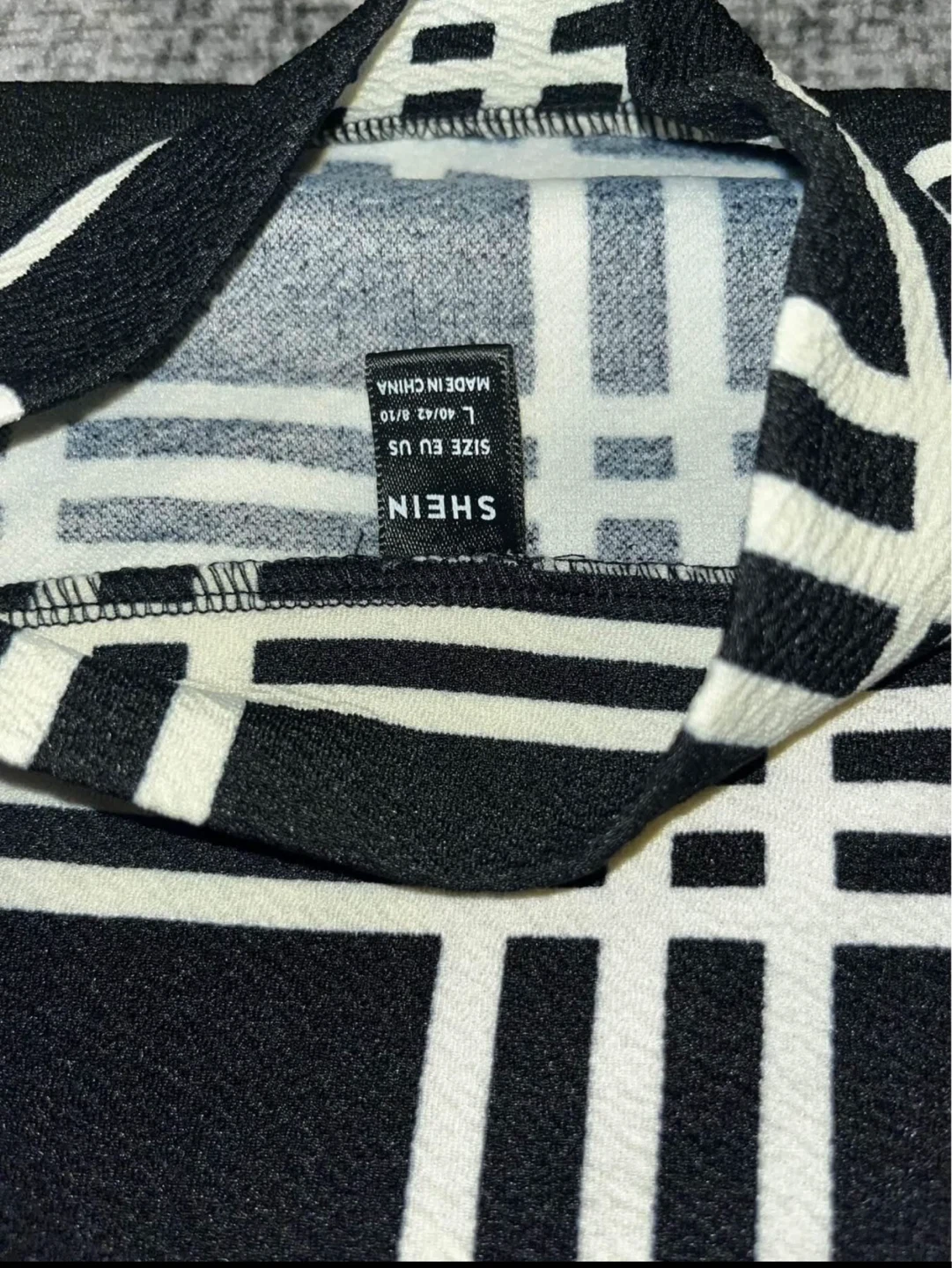 SHEIN Black and White Plaid Long Sleeve Dress Size L - photo 4