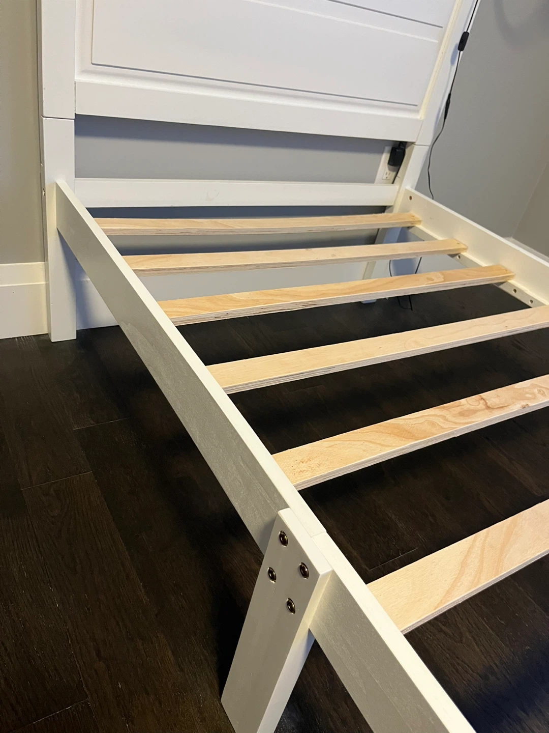White Twin Bed Frame with Matching Nightstands - photo 2
