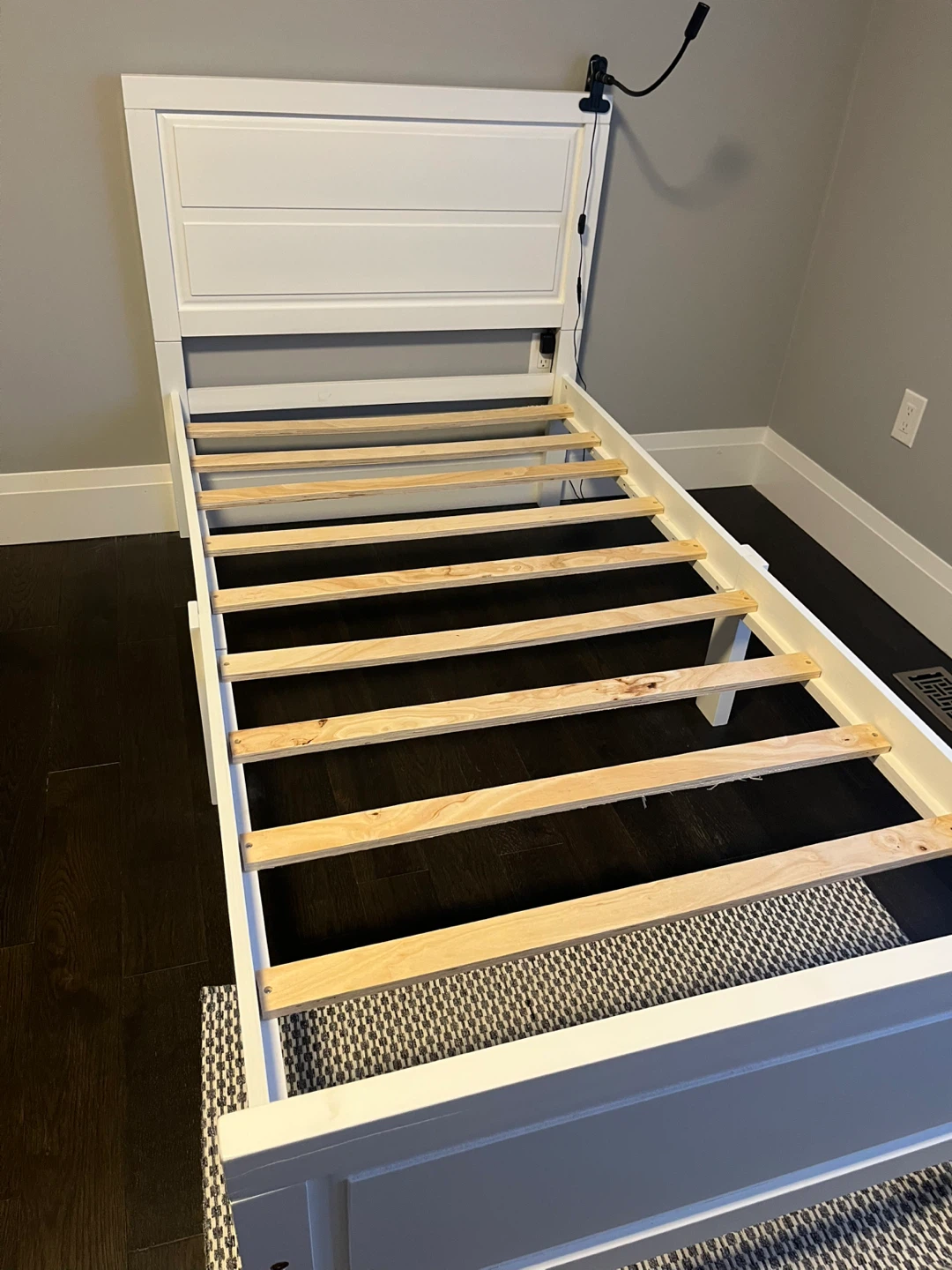 White Twin Bed Frame with Matching Nightstands