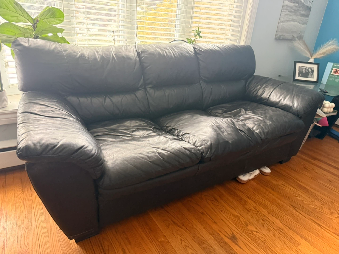 Black Leather Sofa duo - photo 3