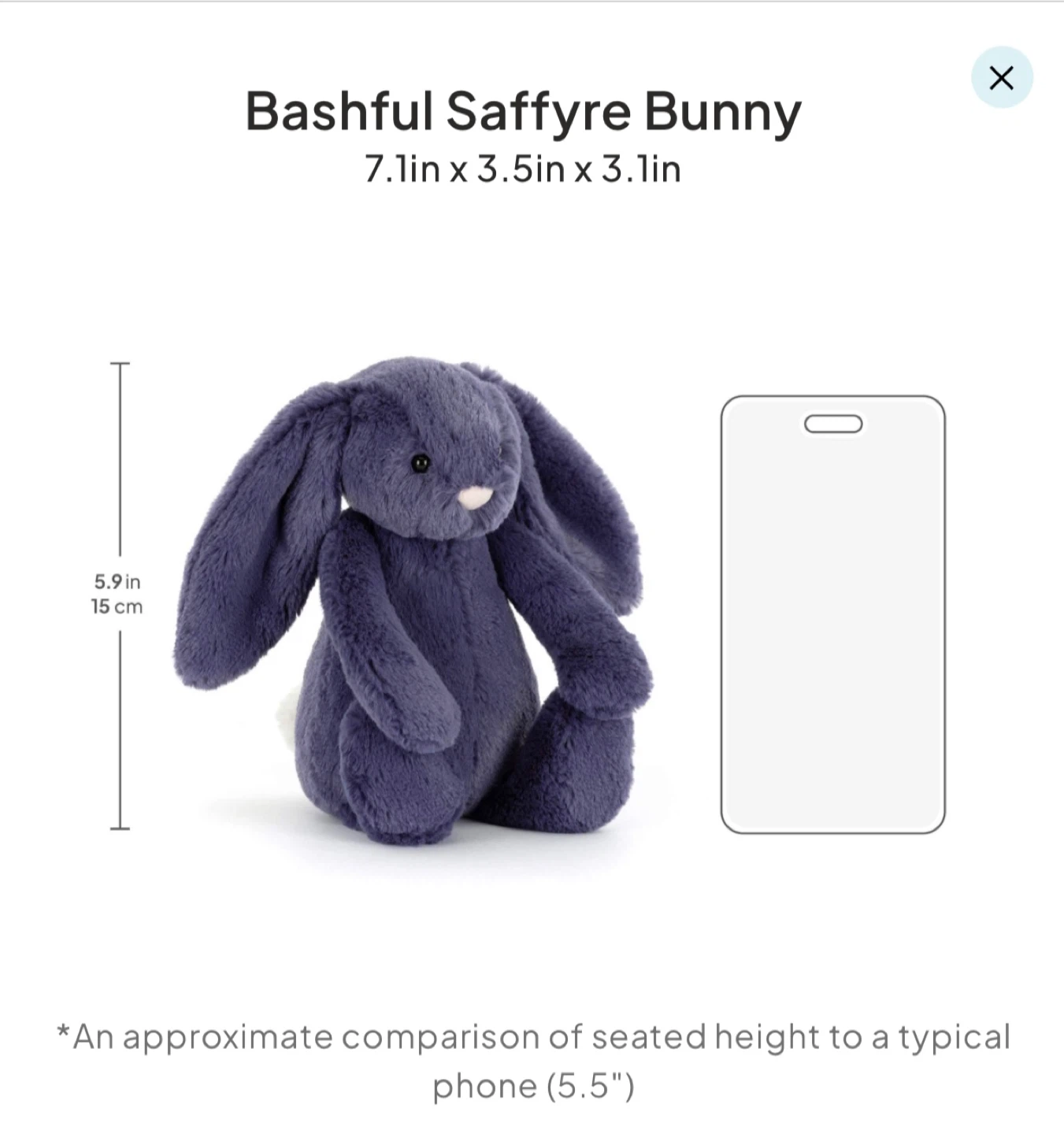 Jellycat Bashful Saffyre Bunny Plush - photo 5