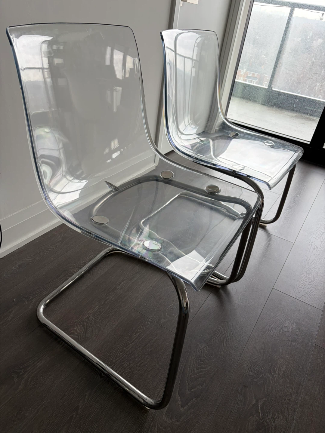Clear Acrylic Cantilever Chairs - Set of 2