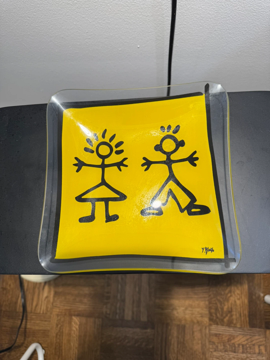 Decorative Glass Tray with Stick Figures - photo 2