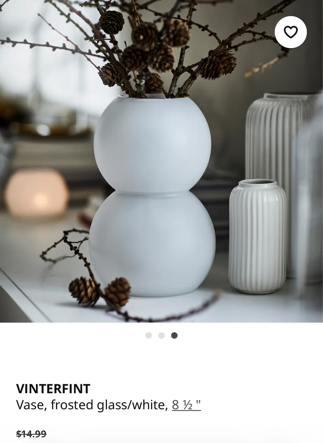 🧡Vase - Frosted Glass, White, 8 1/2" - photo 3