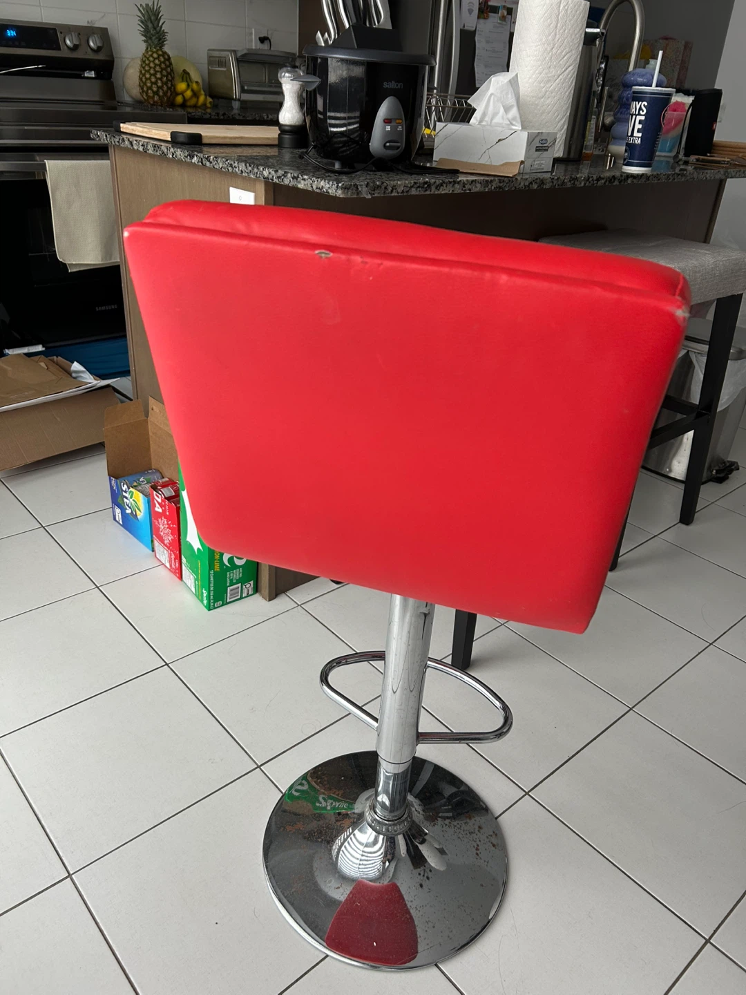 🧡Used Red Bar Stool Minor Wear & Tear, Rusting at the botton - photo 3
