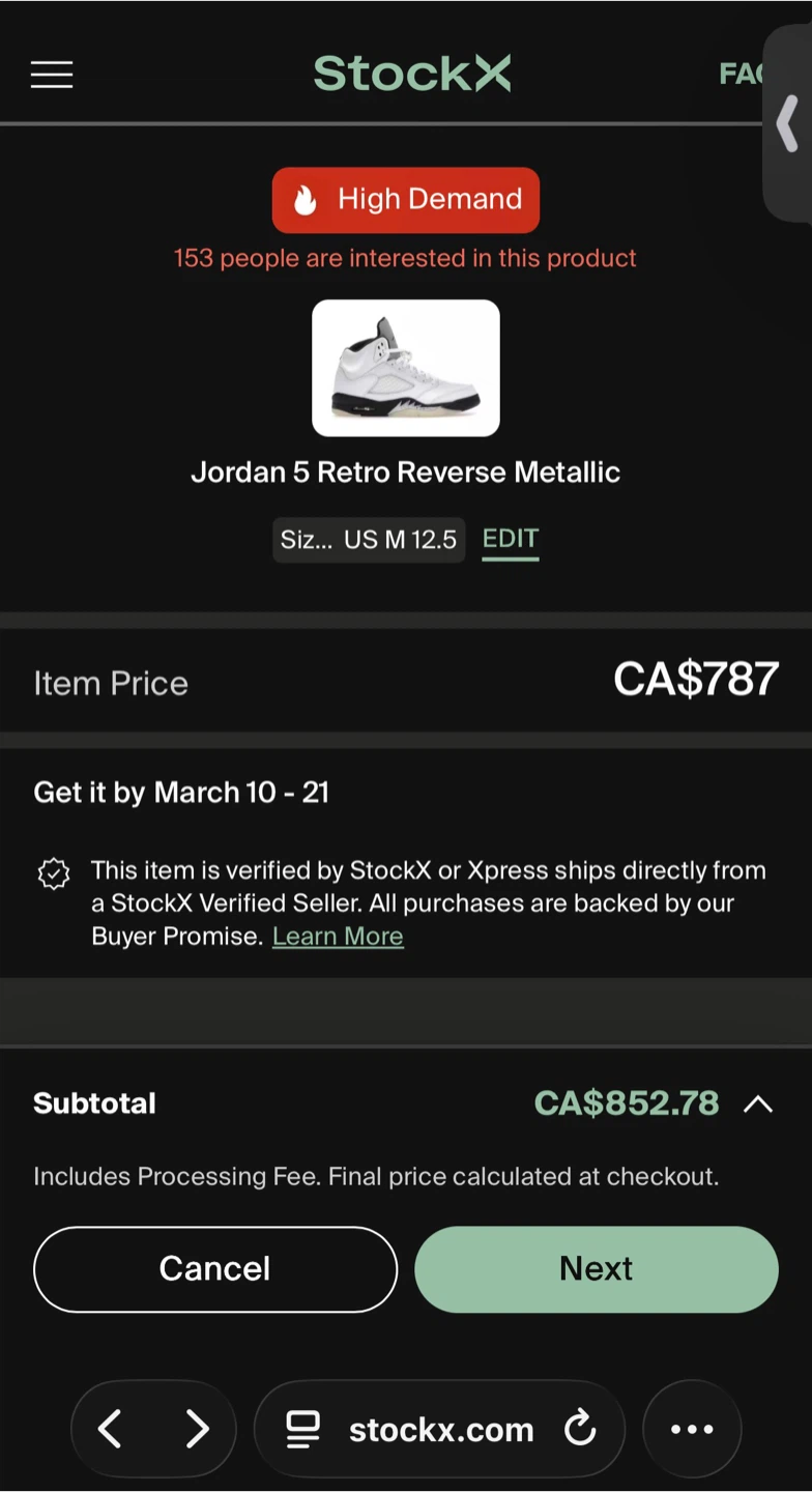 Jordan 5 Retro Reverse Metallic