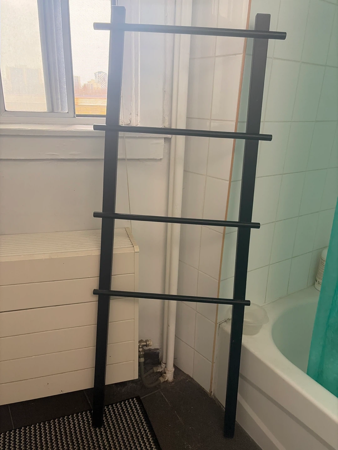 Black 4-Tier Ladder Towel Rack