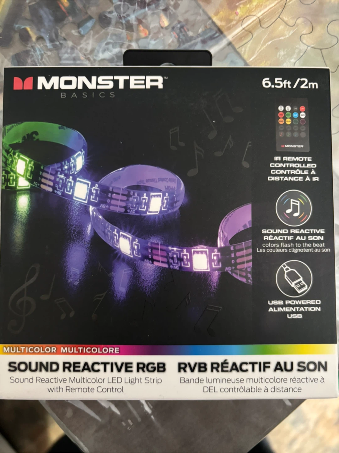 Monster Basics Sound Reactive RGB LED Light Strip 6.5ft/2m