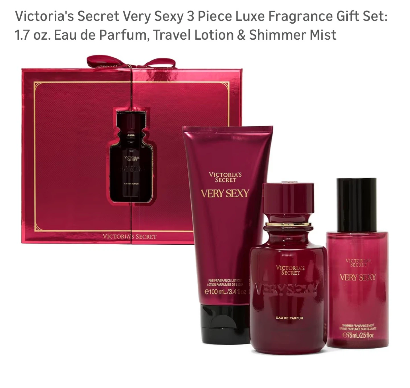 Victoria's Secret Very Sexy 3 Piece Luxe Fragrance