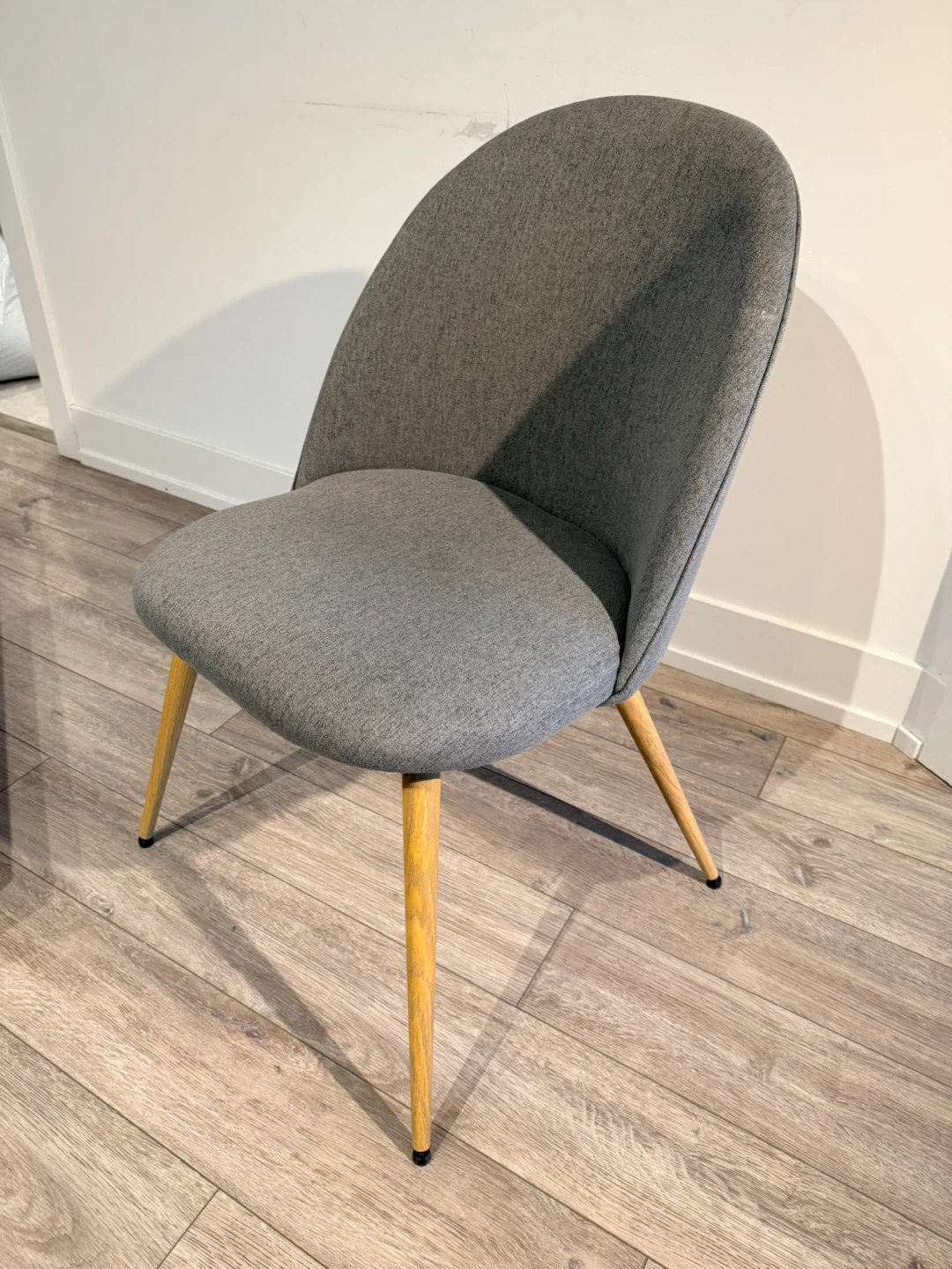 Set of 2 Grey Fabric Dining Chairs with Wood Legs - photo 2