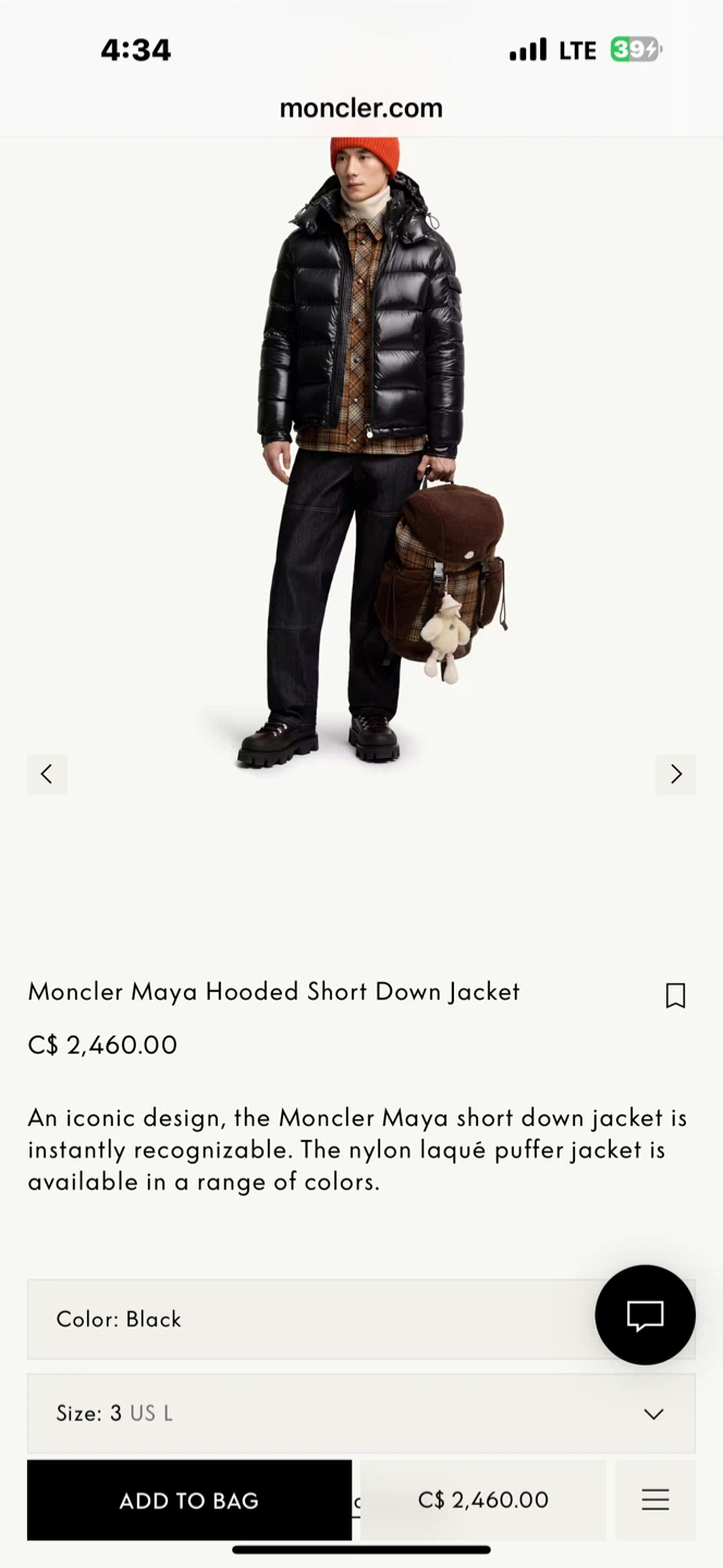 Auth Moncler Maya Hooded Short Down Jacket - Black, Size 3