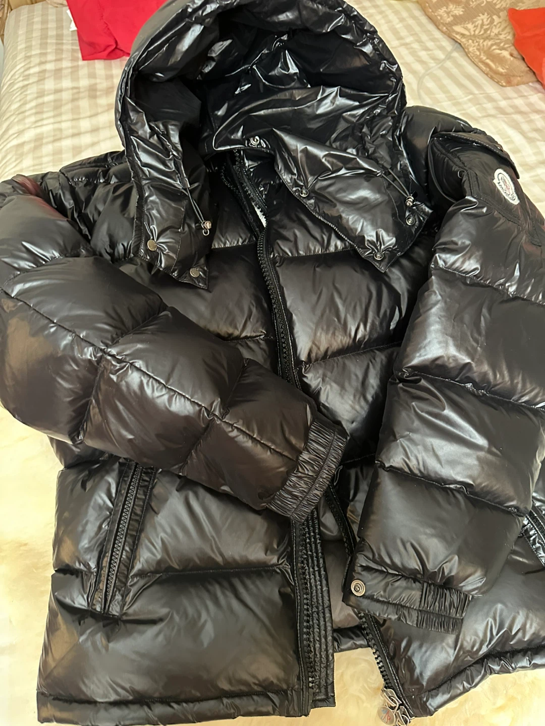 Auth Moncler Maya Hooded Short Down Jacket - Black, Size 3 - photo 3