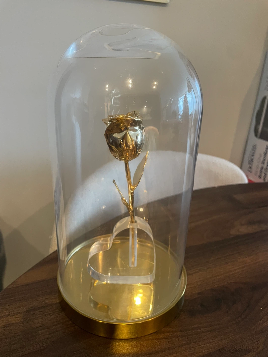 Gold plated  Rose with Glass Dome Display - photo 2