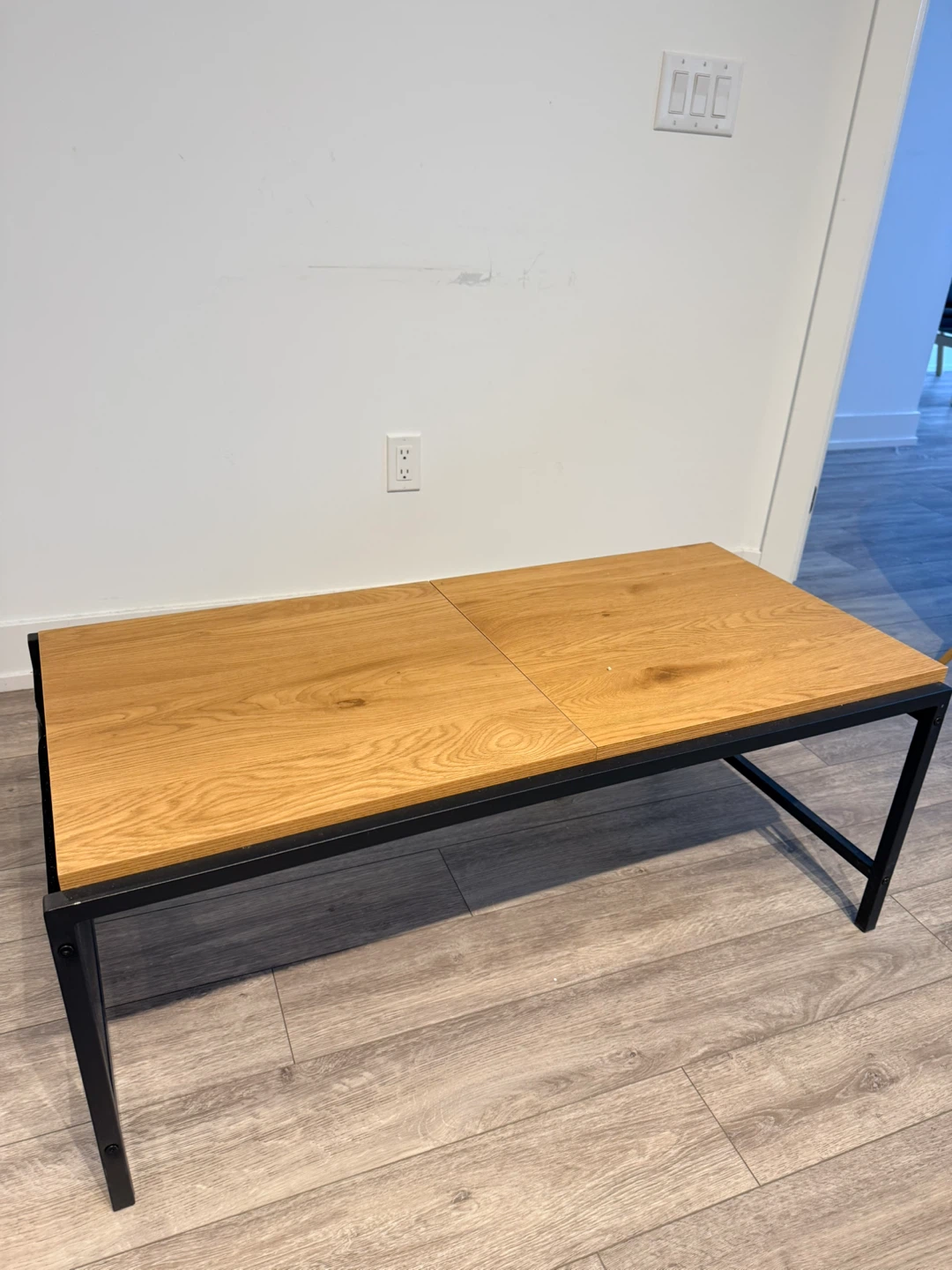 Wooden Top Coffee Table with Black Metal Frame - photo 2