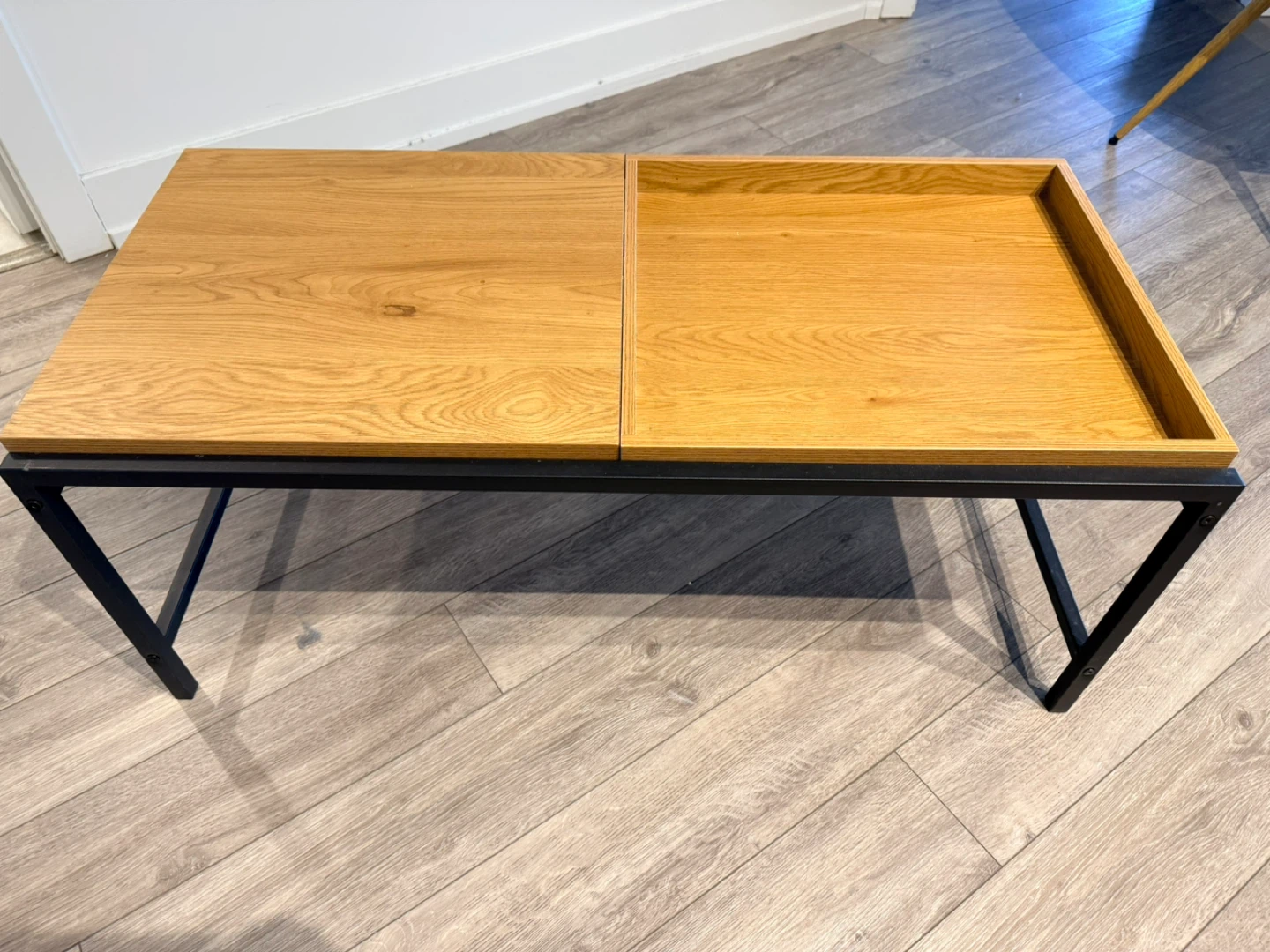 Wooden Top Coffee Table with Black Metal Frame - photo 4