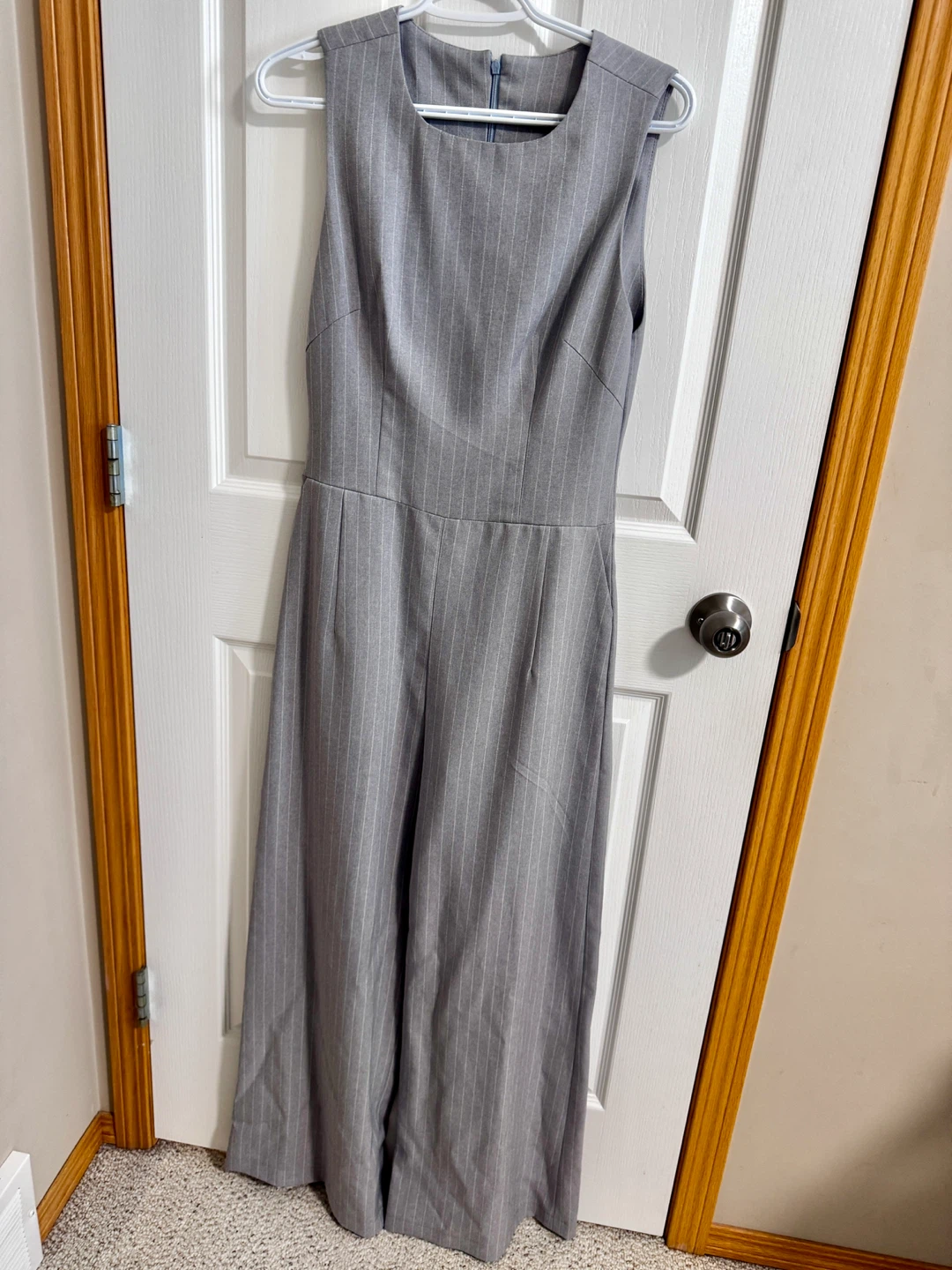 Calvin Klein Grey Pinstripe Sleeveless Jumpsuit - photo 2