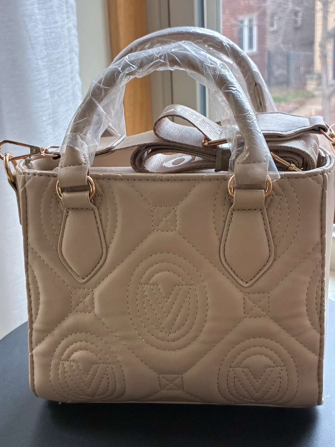 Valentino Orlandi Light Taupe Vegan Leather Satchel Handbag