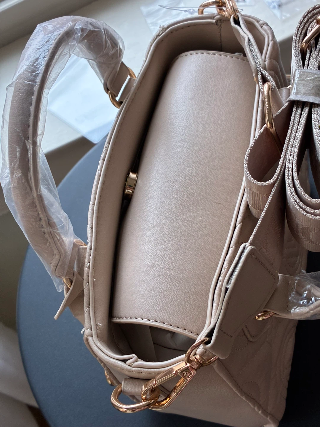 Valentino Orlandi Light Taupe Vegan Leather Satchel Handbag - photo 2