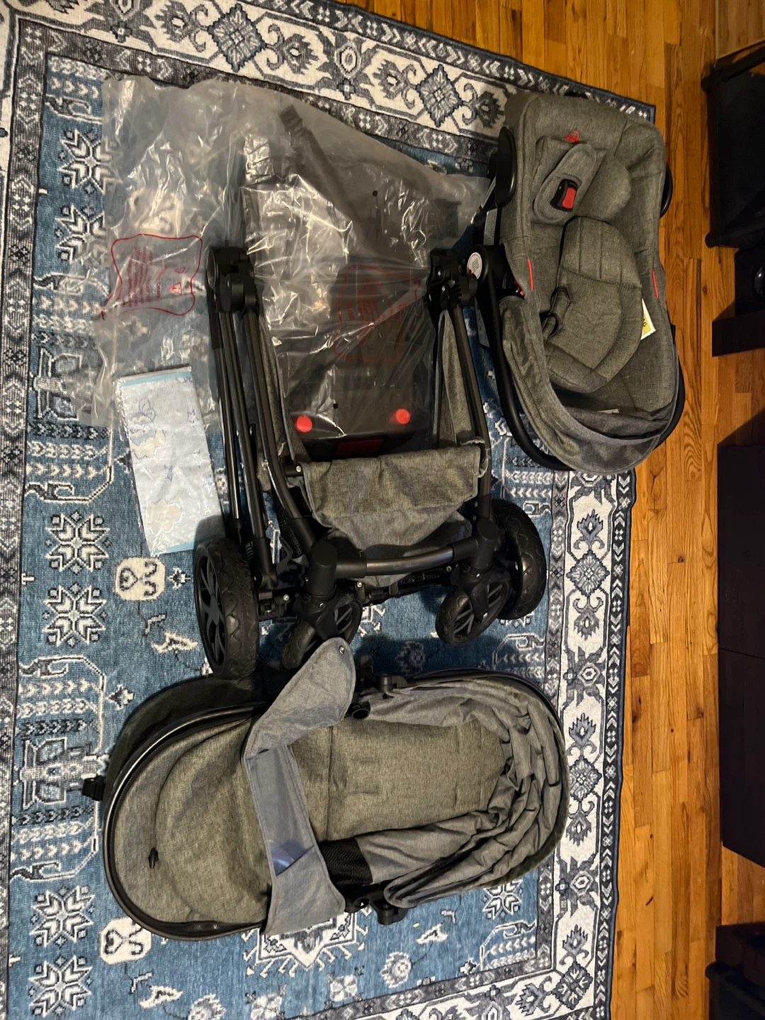 Grey Stroller Travel System with Infant Car Co Seat